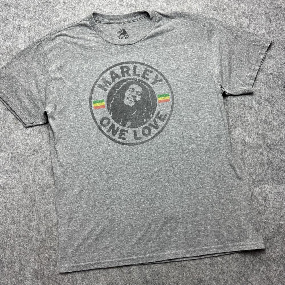 Bob Marley Zion Rootswear Shirt Mens Large Gray One Love Reggae Graphic Tee